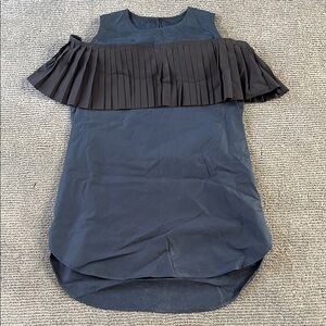 Navy Blue shirt with Black Pleated Detail